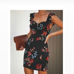 Ruffle Shoulder Mini Dress
